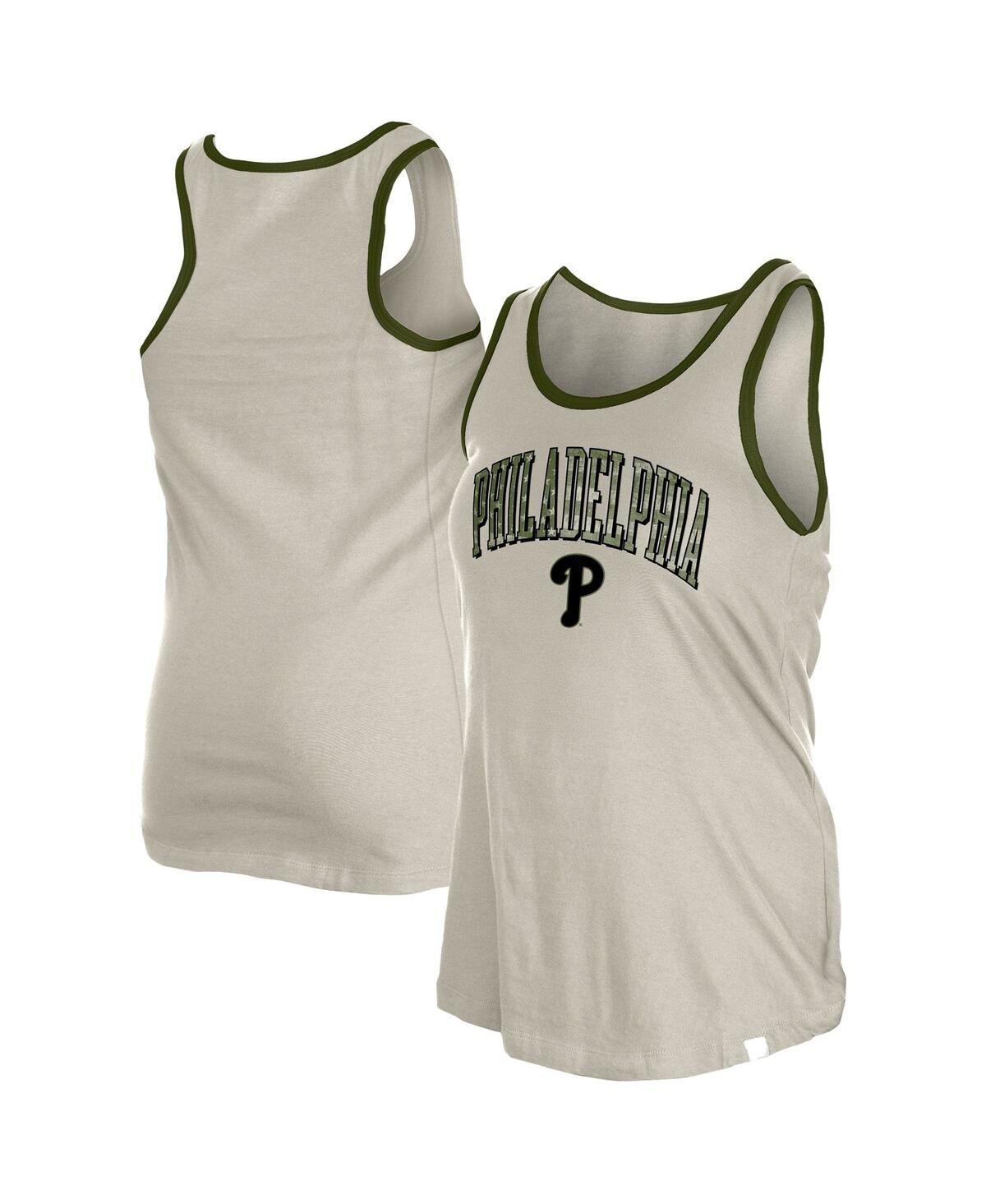 NEW ERA WOMEN'S CREAM PHILADELPHIA PHILLIES ARMED FORCES TANK TOP 