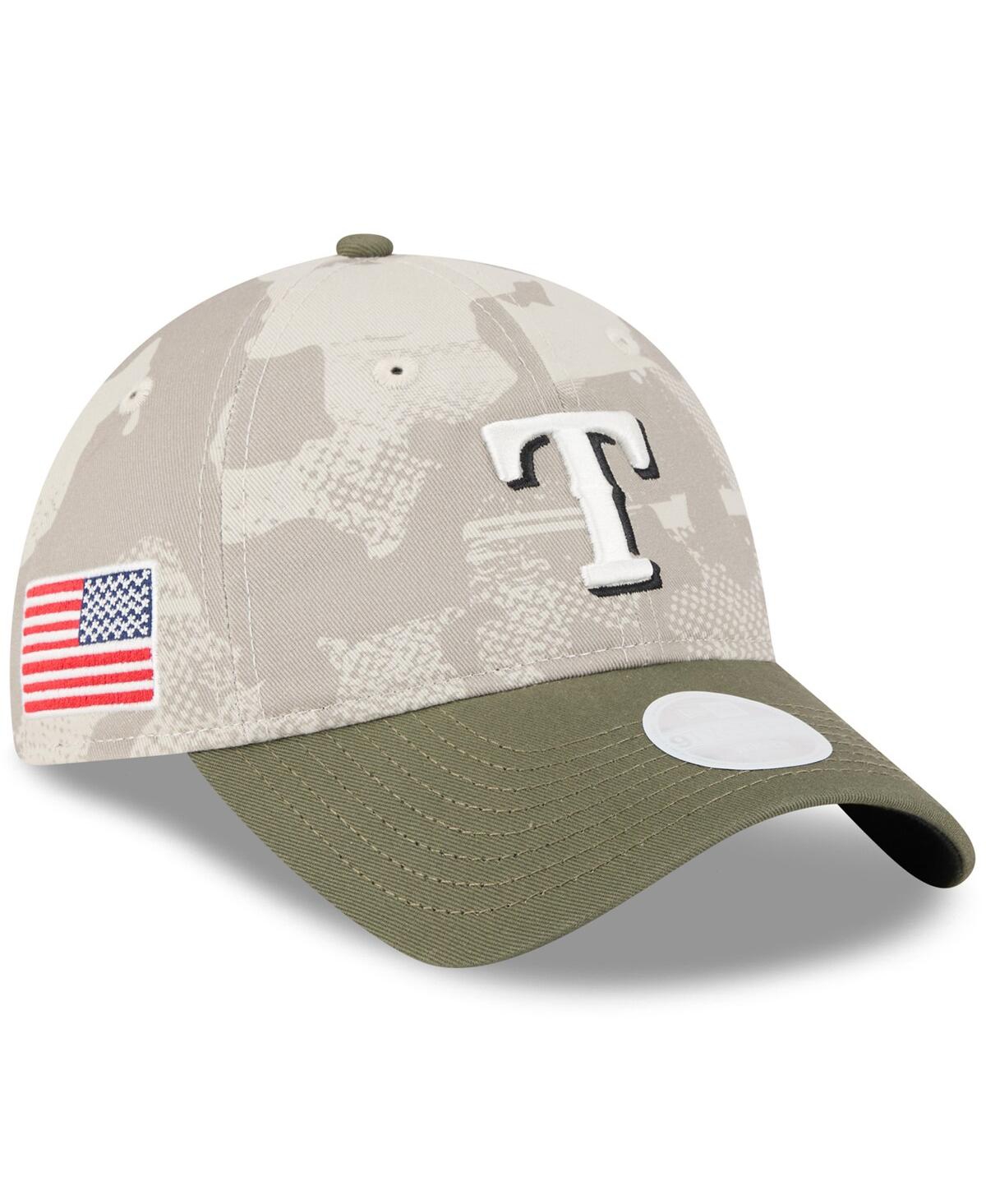 New Era Women's Light Beige/olive Texas Rangers 2025 Armed Forces Day 9twenty Adjustable Hat