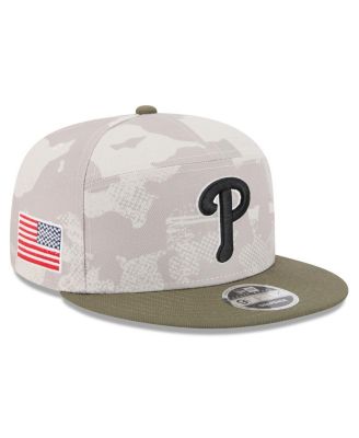 New Era - Men's Light Beige/Olive Philadelphia Phillies 2025 Armed Forces Day Split Panel 9FIFTY Snapback Hat