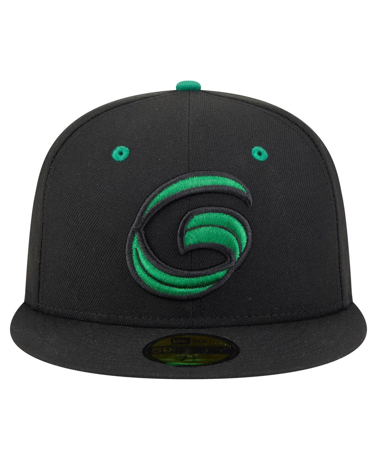 New Era Men's Black Greensboro Grasshoppers Authentic Collection 59fifty Fitted Hat