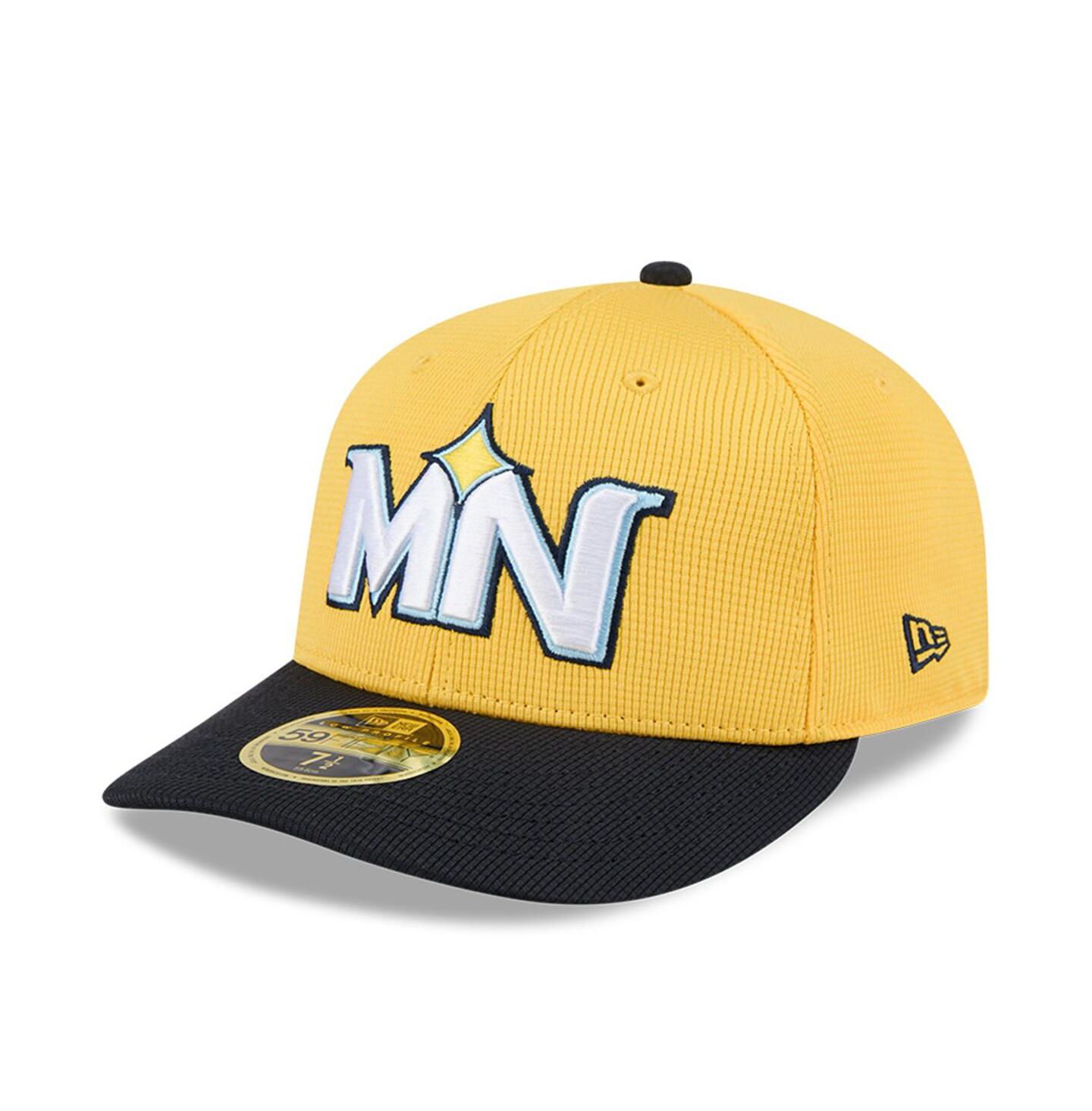 Мужская кепка New Era Yellow/Black Minnesota Twins City Connect Batting Practice Low Profile 59FIFTY Fitted Hat — фото 1