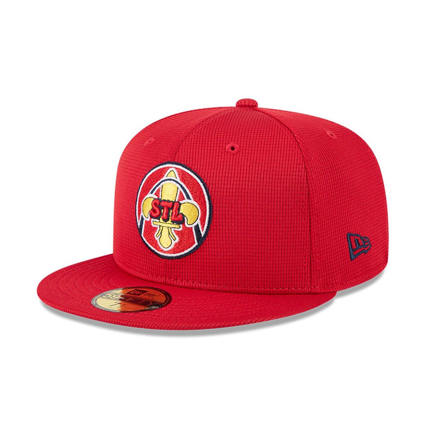 Мужская кепка New Era Red St. Louis Cardinals City Connect Batting Practice 59FIFTY Fitted Hat — фото 1