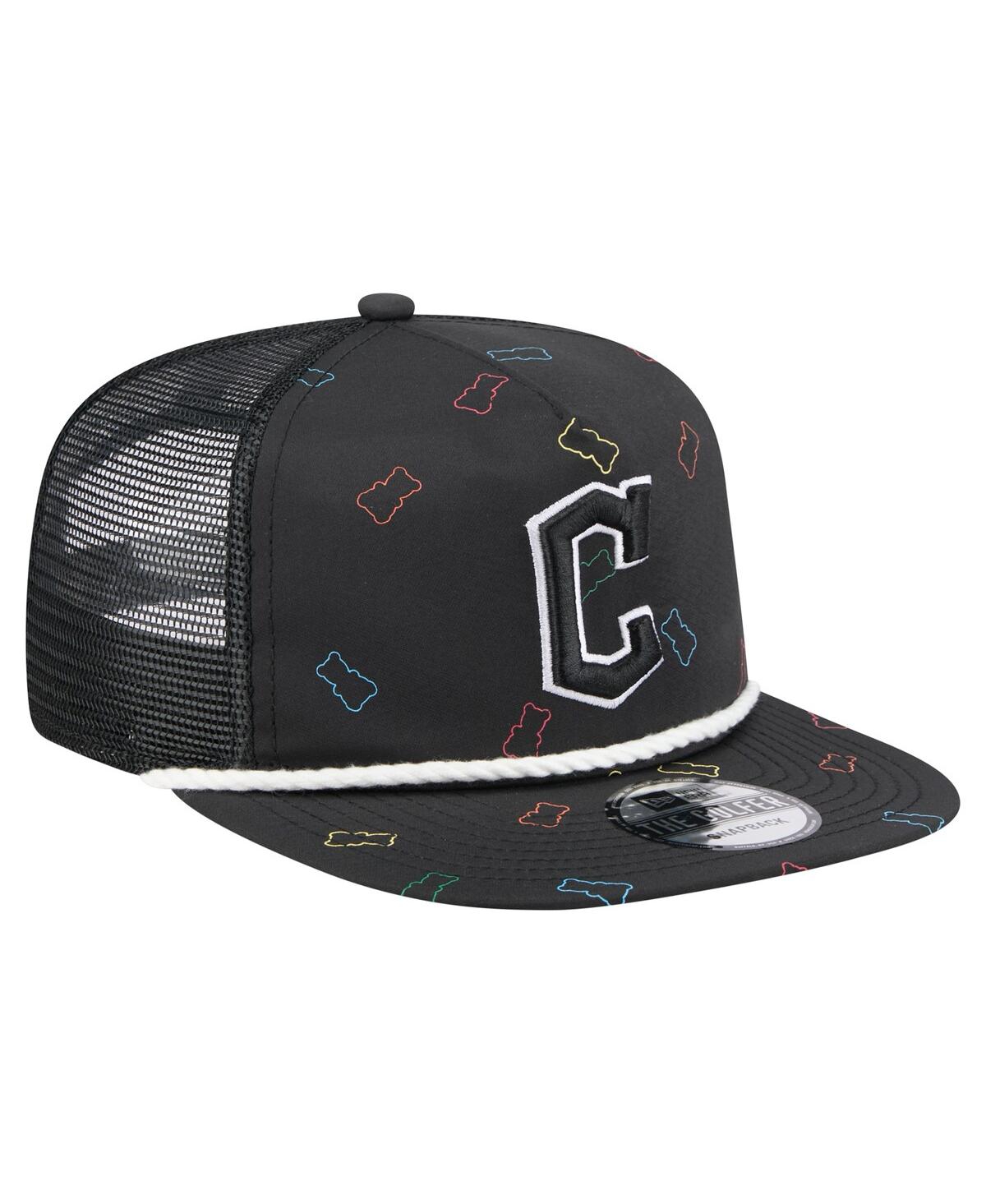 NEW ERA MEN'S BLACK CLEVELAND GUARDIANS GUMMY GOLFER TRUCKER ADJUSTABLE HAT 