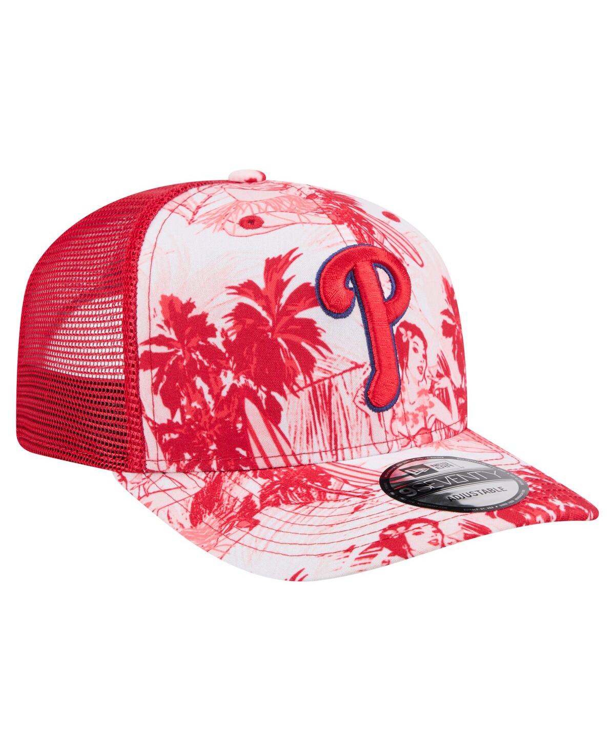 NEW ERA MEN'S RED PHILADELPHIA PHILLIES HULA TRUCKER 9SEVENTY ADJUSTABLE HAT 