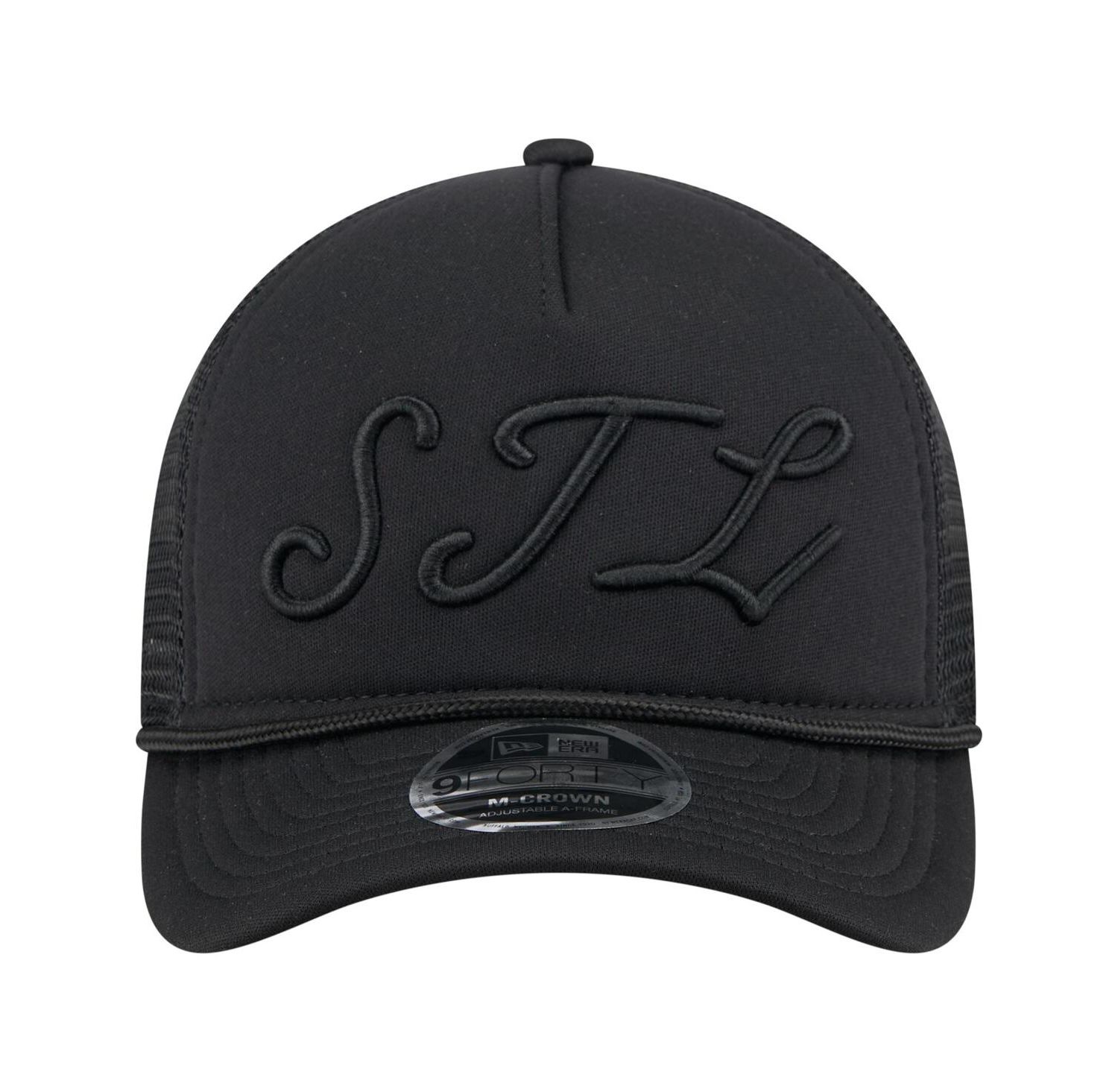 Men's Black St. Louis Cardinals City Initial 9FORTY A-Frame M-Crown Adjustable Trucker Hat