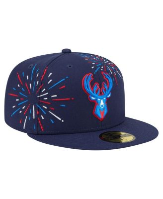 Men's Navy Milwaukee Bucks Americana Fireworks 59FIFTY Fitted Hat
