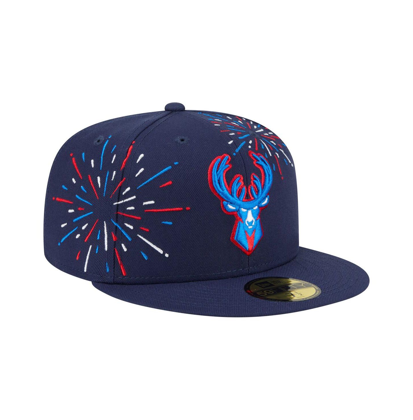 Мужская кепка New Era Navy Milwaukee Bucks Americana Fireworks 59FIFTY Fitted Hat — фото 3