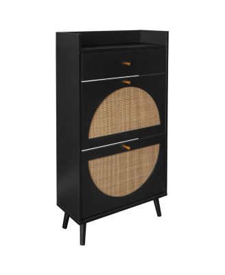 Streamdale Rattan, Allen 2 door 1 drawer cabinet, shoe rack, double layer, suitable for entrance