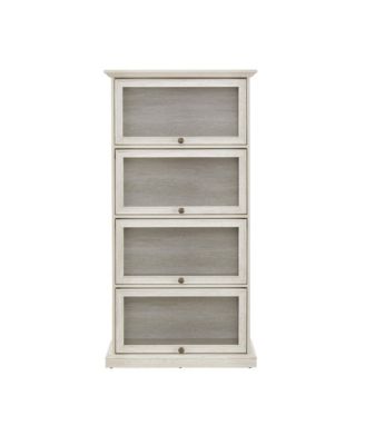 Streamdale 4-Tier Glass Display Cabinet with Flip-up Doors