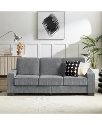 Streamdale 83.86"Corduroy Fabric sofa,Modern Compressed Couch,3-Seater Sofa, Furniture for Living Room,Bedroom,office, Gray