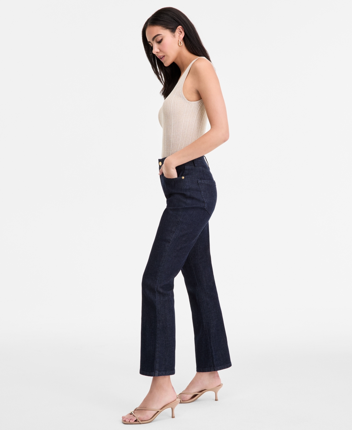 Shop Inc International Concepts Women's High-rise Cropped Flare Jeans, Exclusively At Macy's