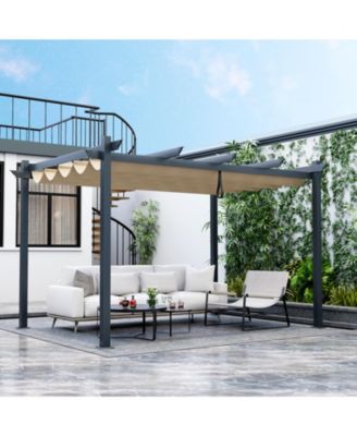 10 x 13 Feet Outdoor Aluminum Retractable Pergola Canopy Shelter