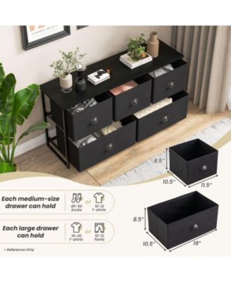 Dresser Storage Tower with 5 Foldable Cloth Storage Cubes