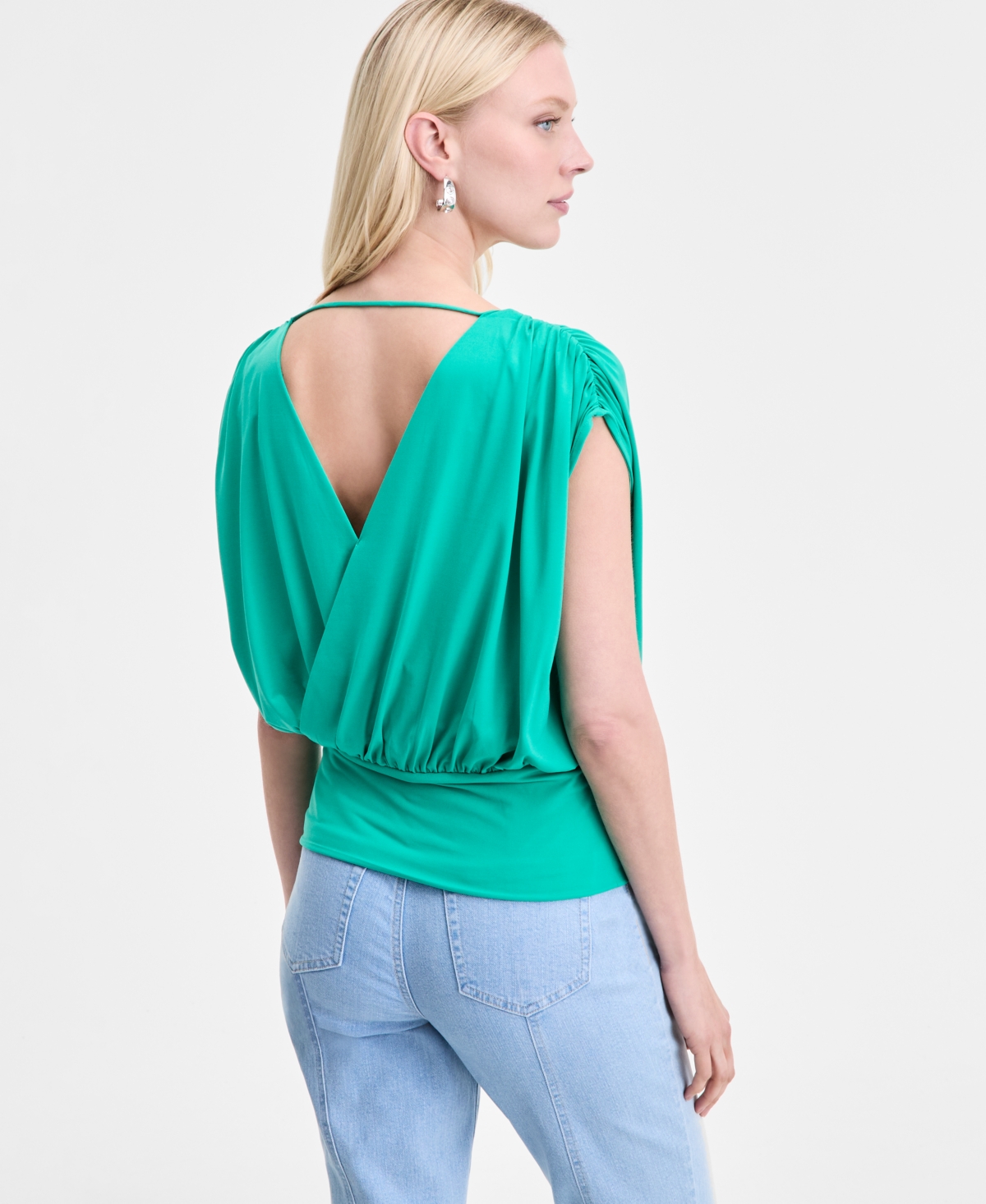 Inc International Concepts Women's Surplice V-neck Top, Exclusively At Macy's In Blue