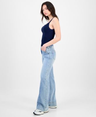 Juniors' Button-Pocket Flare Jeans 