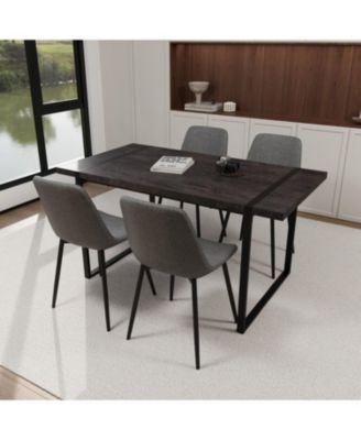 Dining Table & 4 Suede Chairs - Modern Set