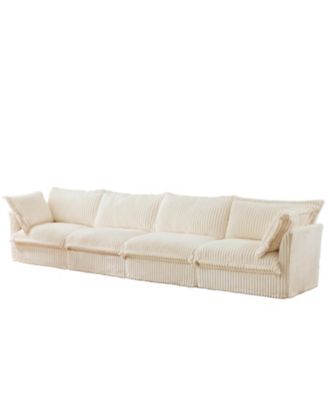 Slipcovered 4-Seater Sofa, Extra Deep, Corduroy Fabric Cloud-Like Comfort