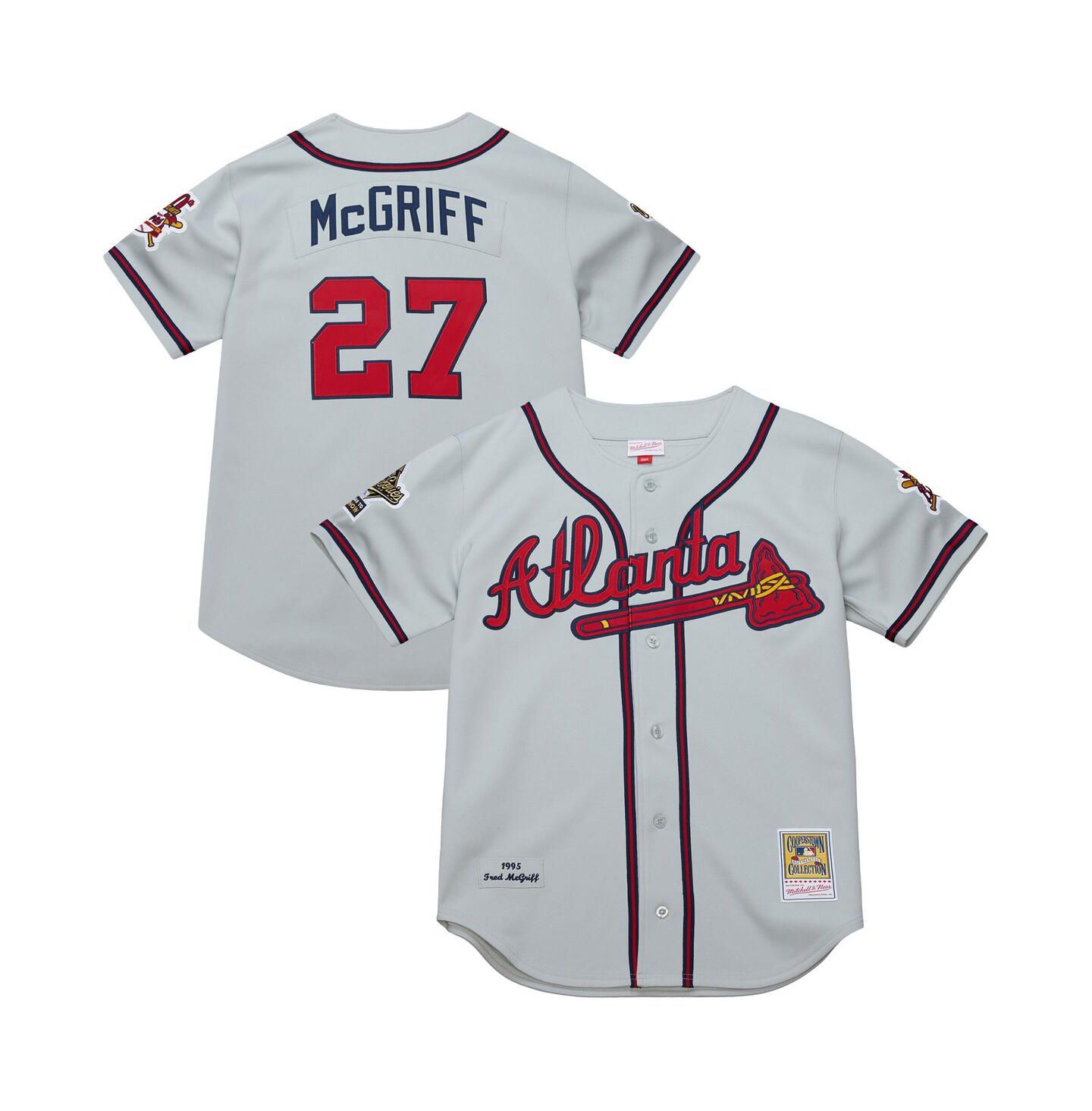 Мужской топ Mitchell & Ness Fred McGriff Gray Atlanta Braves 1995 Throwback Authentic Jersey — фото 1