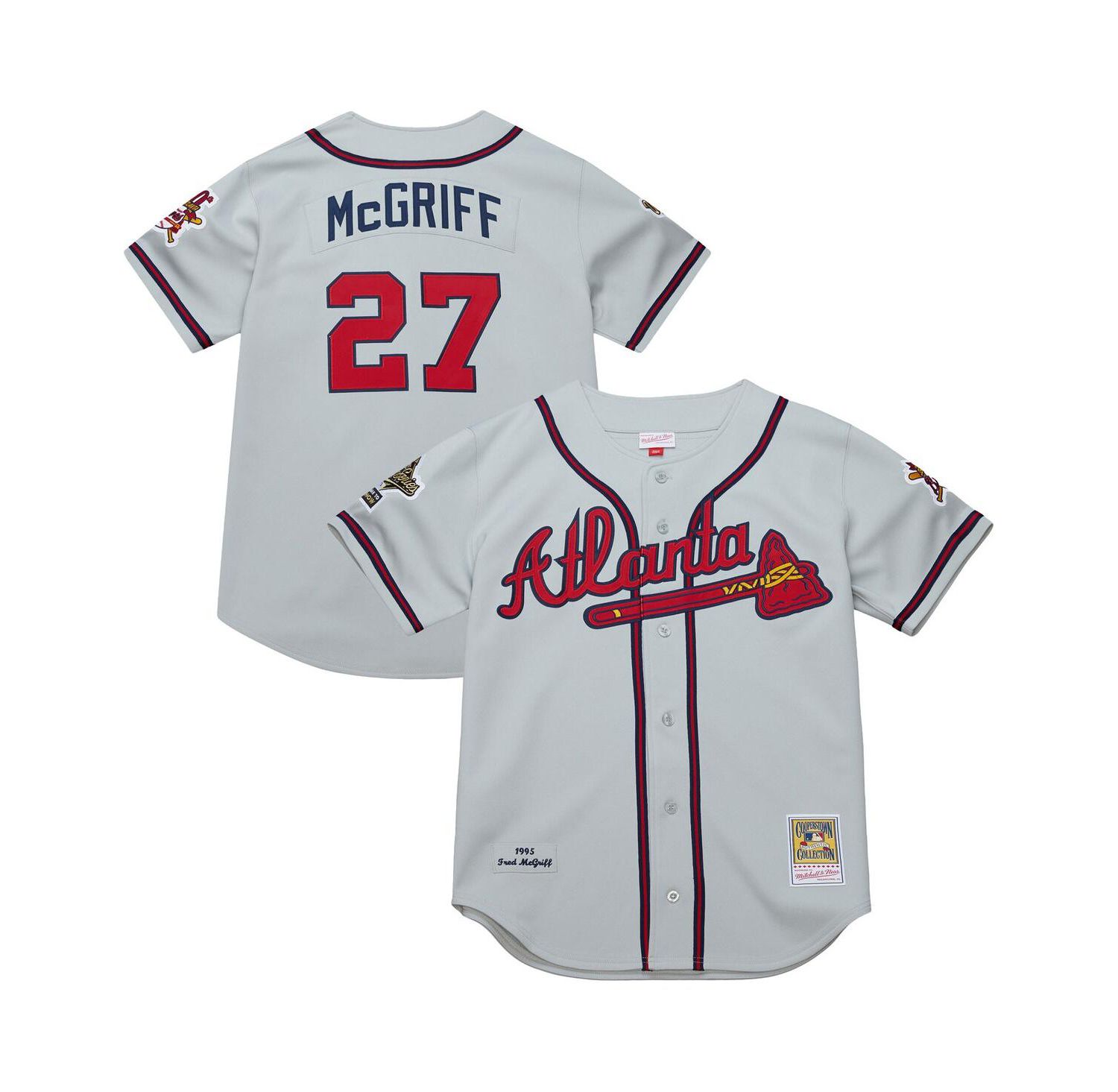 Men's Fred McGriff Gray Atlanta Braves 1995 Throwback Authentic Jersey