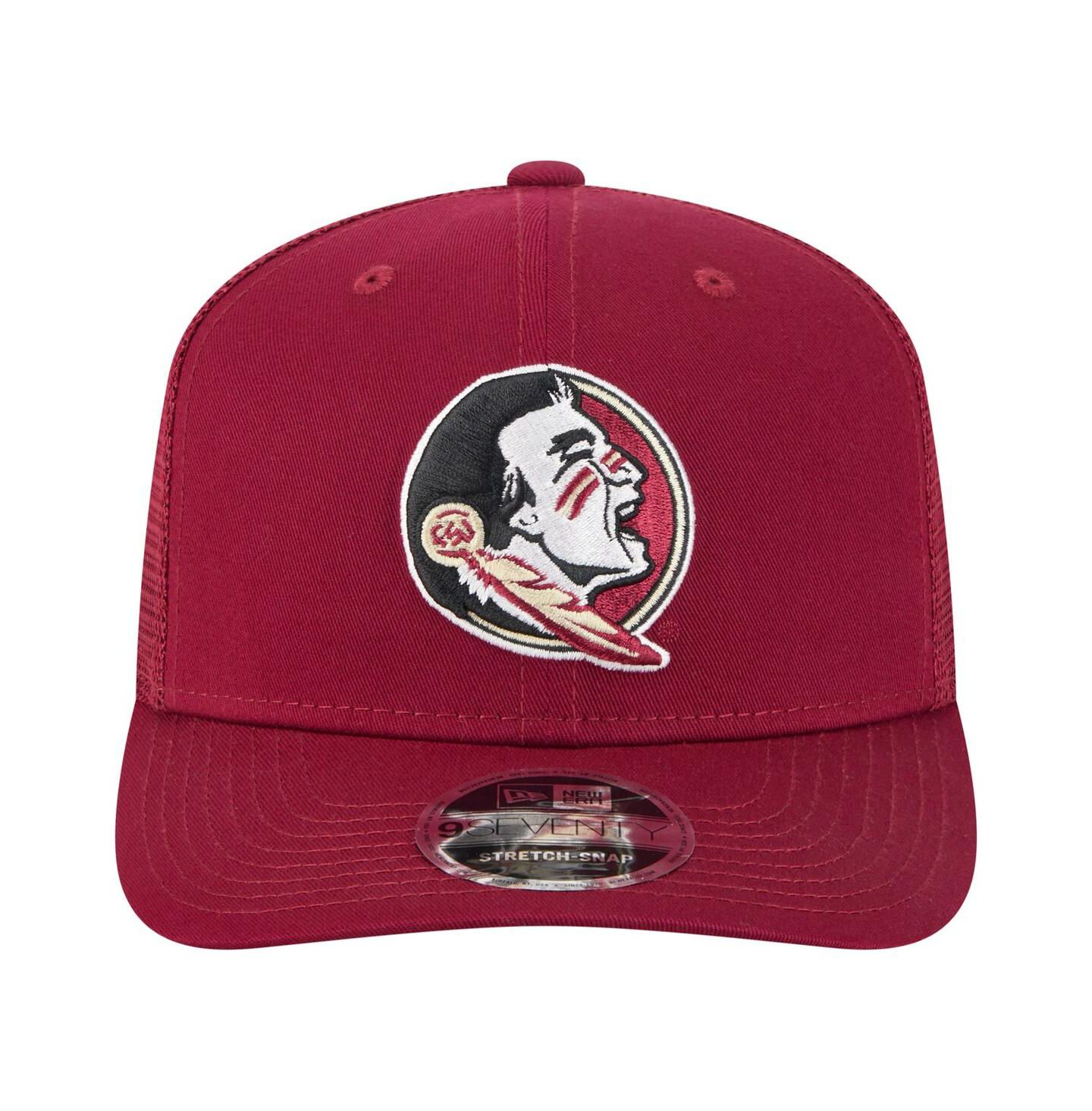 Мужская кепка New Era Garnet Florida State Seminoles Primary 9SEVENTY Trucker Stretch-Snap Hat — фото 2