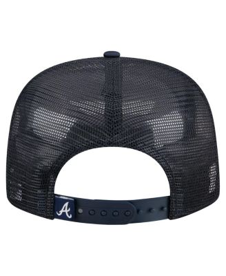 Men's Navy Atlanta Braves Retro Satin Script Golfer Adjustable Hat