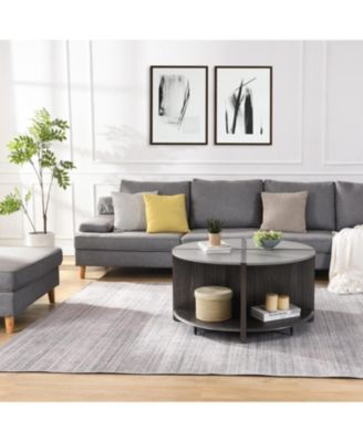 Streamdale 4 Piece of Industrial Round Coffee Table,Sturdy and Easy Assembly, 2-Tier with Storage for Living Room, Garden, gray