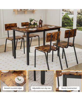 5-Piece Dining Set for 4 Kitchen Table & Chairs, Metal & MDF, Compact