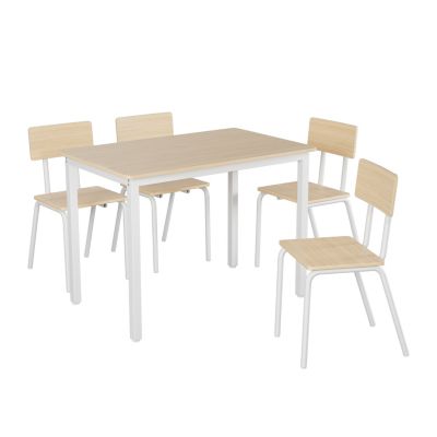 5-Piece Dining Set for 4 Kitchen Table & Chairs, Metal & MDF, Compact