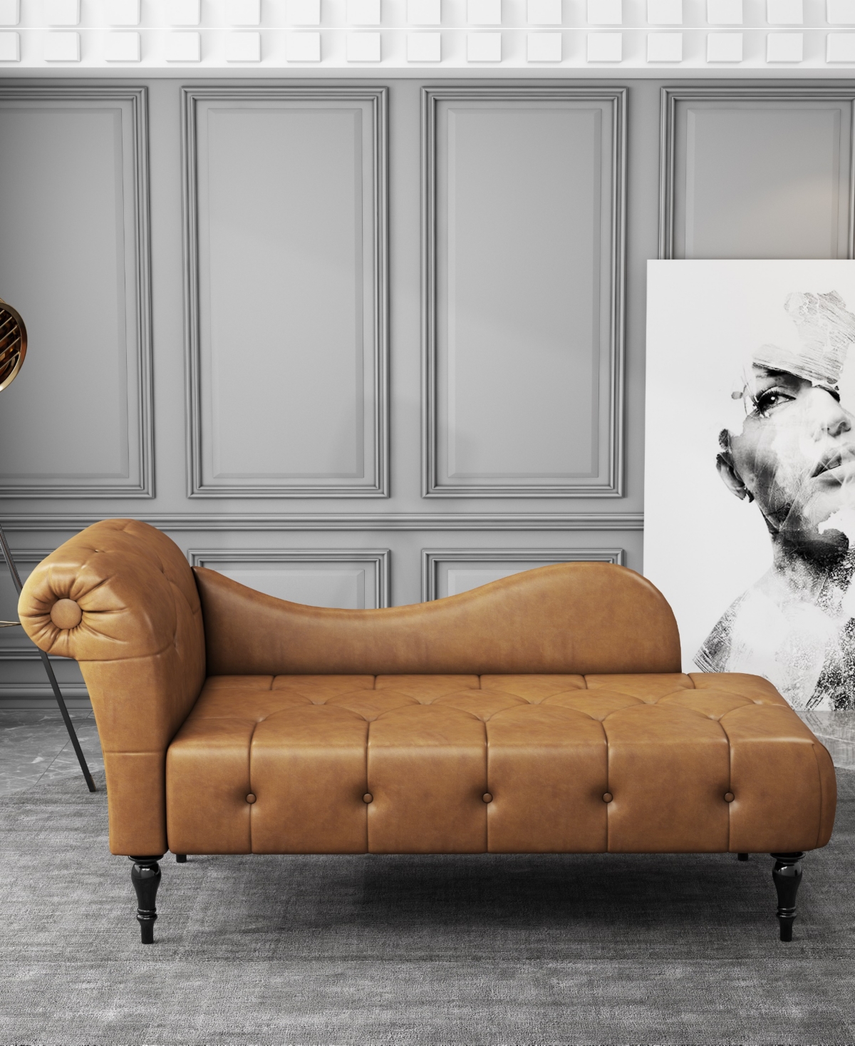 Gold Sparrow 32" Polyester Napa Diamond Tufted Chaise Lounge, Created For Macy's