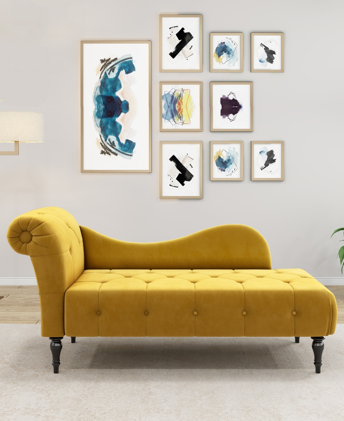 Gold Sparrow 32" Polyester Napa Diamond Tufted Chaise Lounge, Created For Macy's