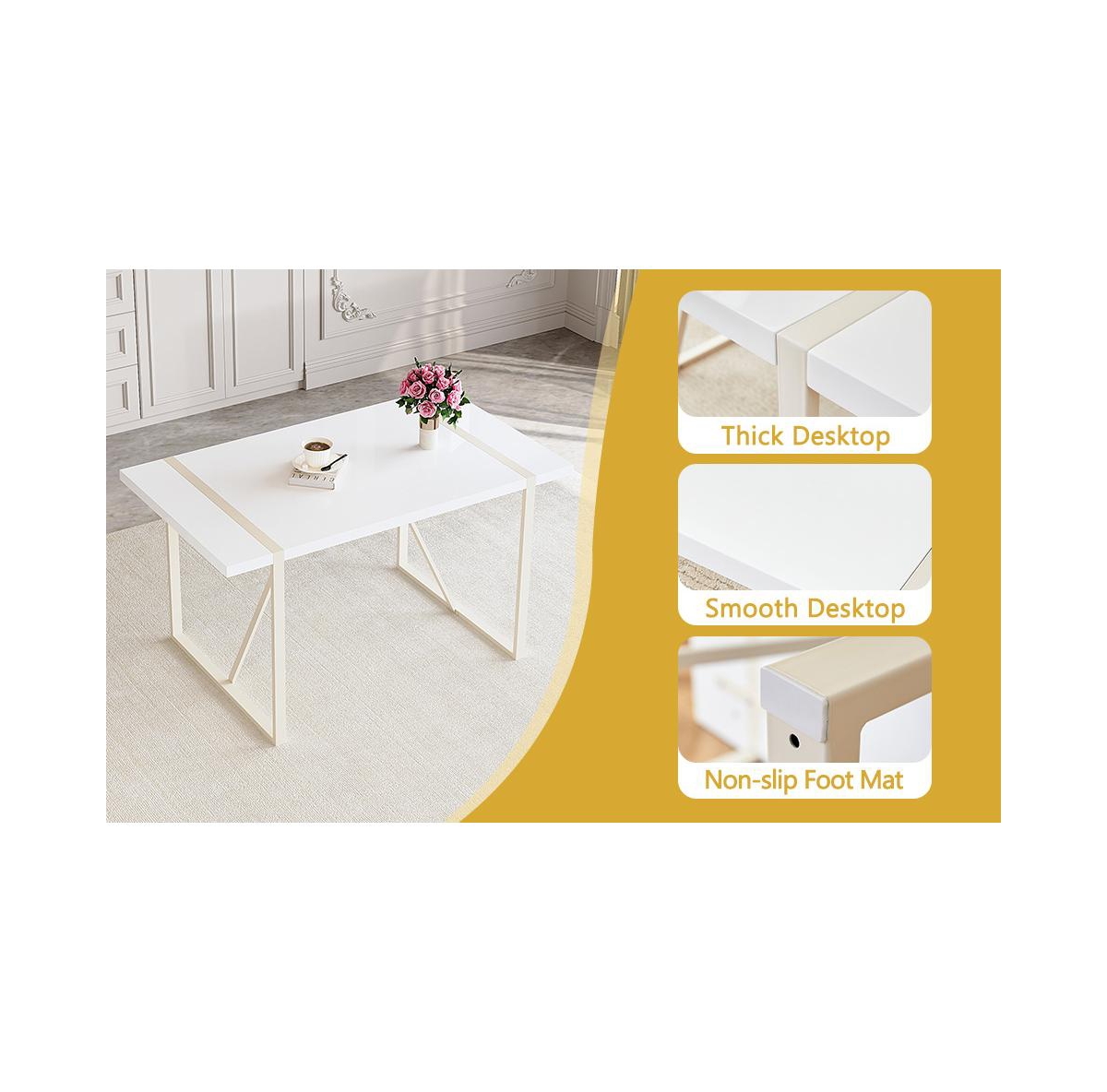 Streamdale 55" Cream Dining Table with 4 Light Gray Chairs