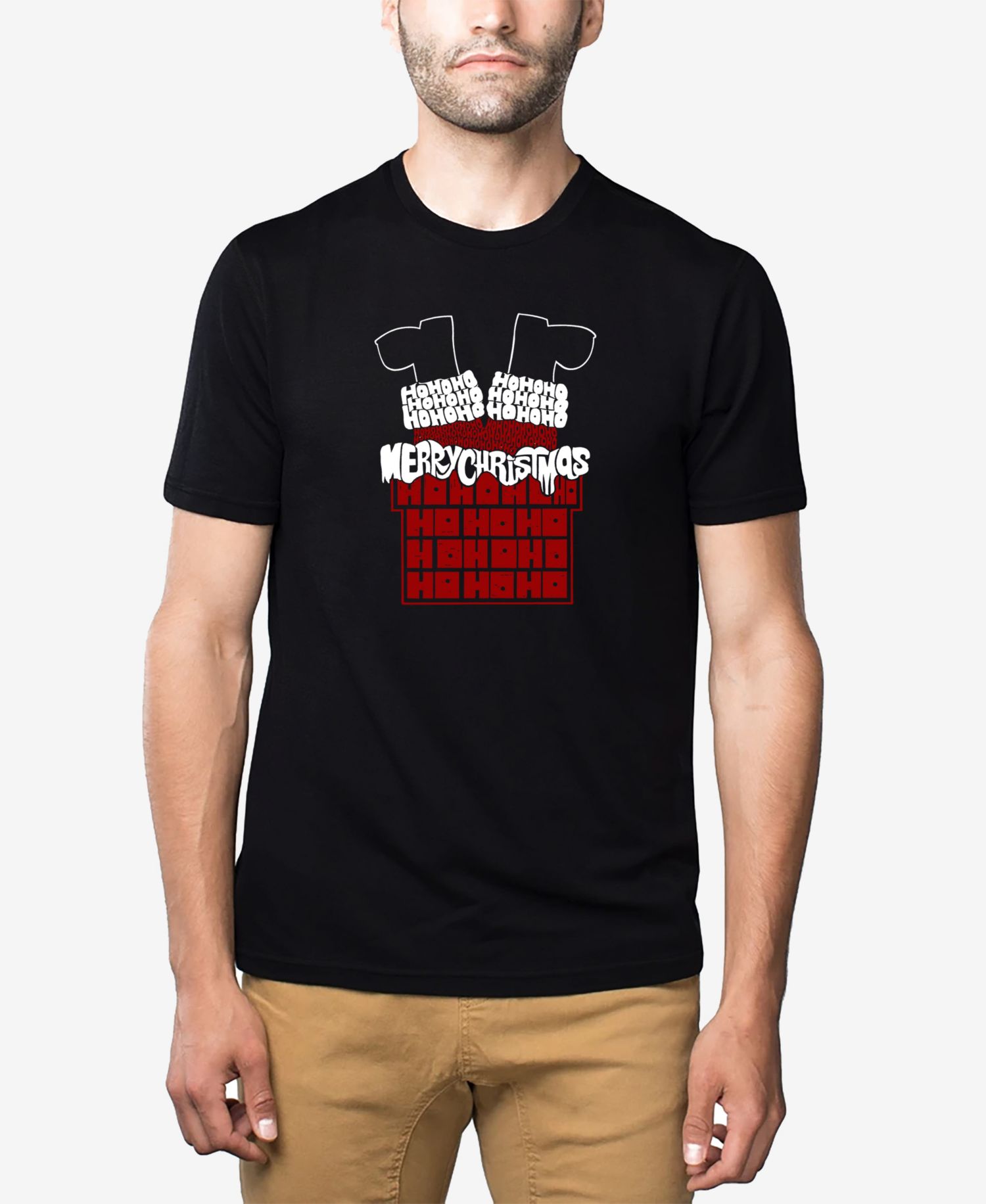 Men's Cotton/Poly Blend Word Art T-Shirt - Chimney Santa