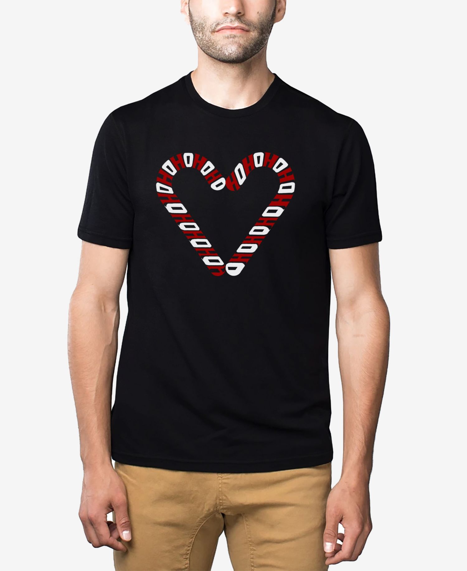 Men's Cotton/Poly Blend Word Art T-Shirt - Candy Canes Heart