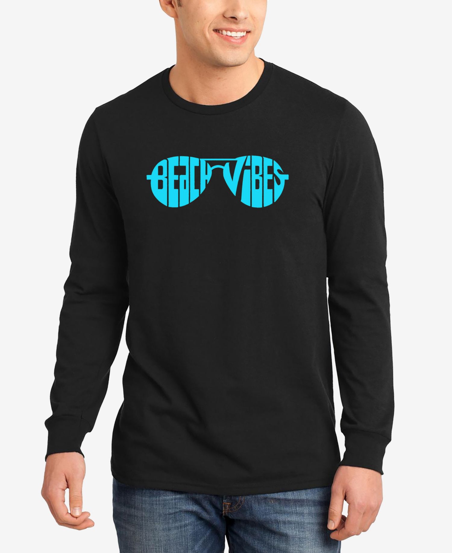 Men's Beach Vibes Word Art Long Sleeve T-Shirt