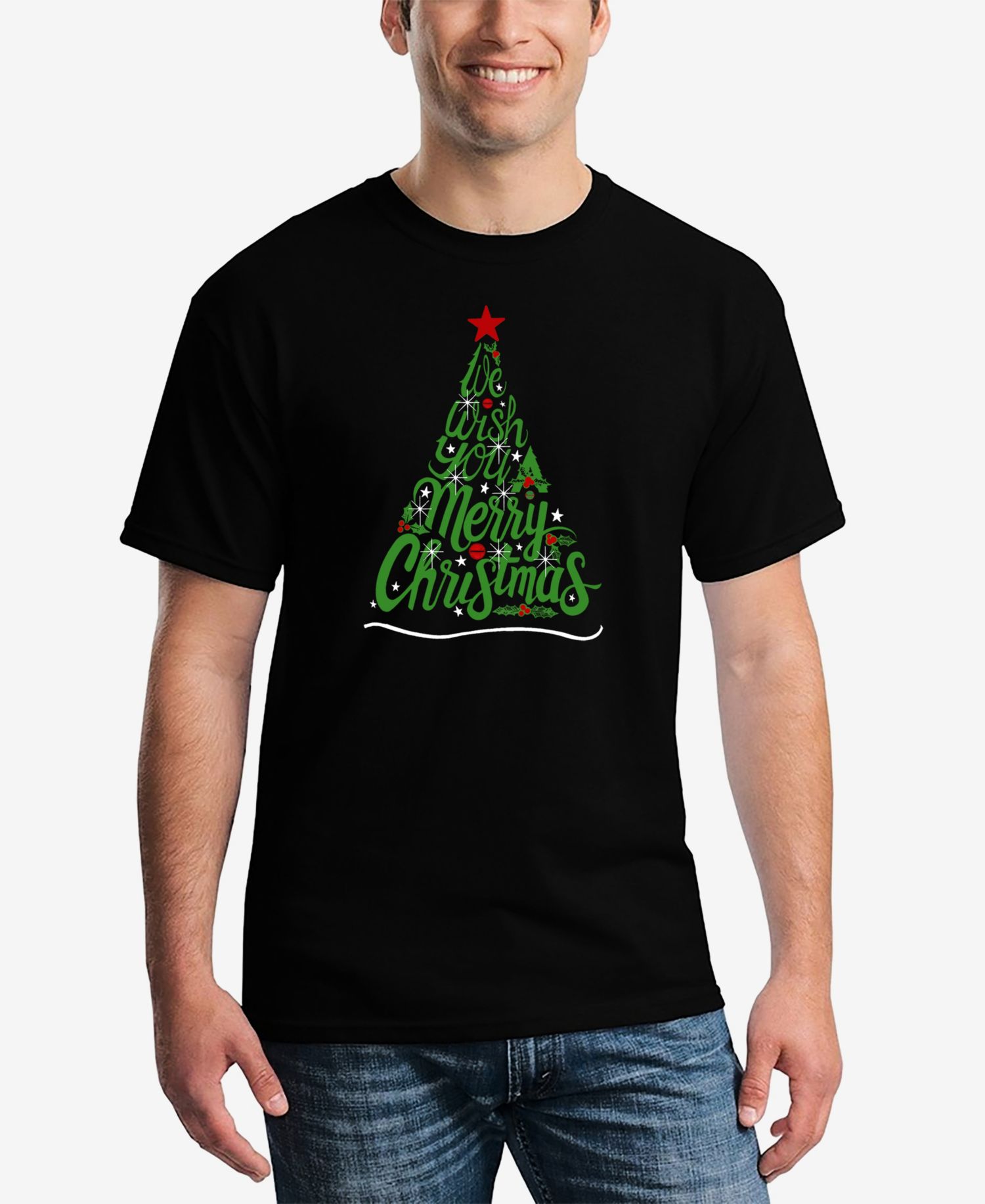 Men's We Wish You A Merry Christmas Word Art T-Shirt