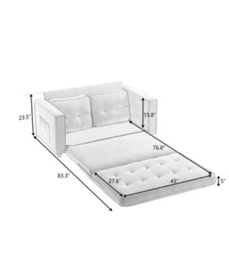 Streamdale Convertible Sofa Bed Set in Gray & Beige Linen Fabric