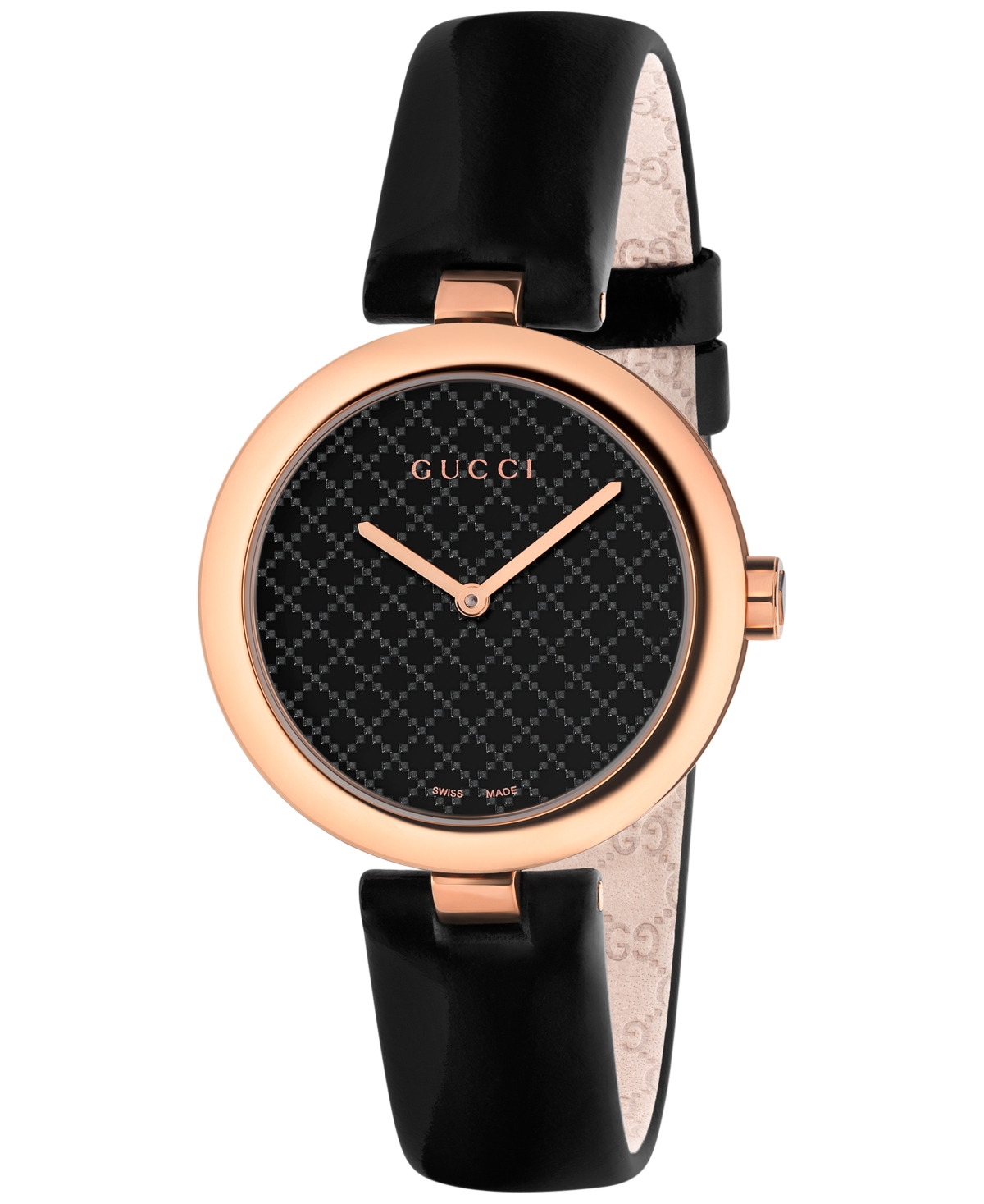 Women's Swiss Diamantissima Black Leather Strap Watch 32mm YA141401 - Black