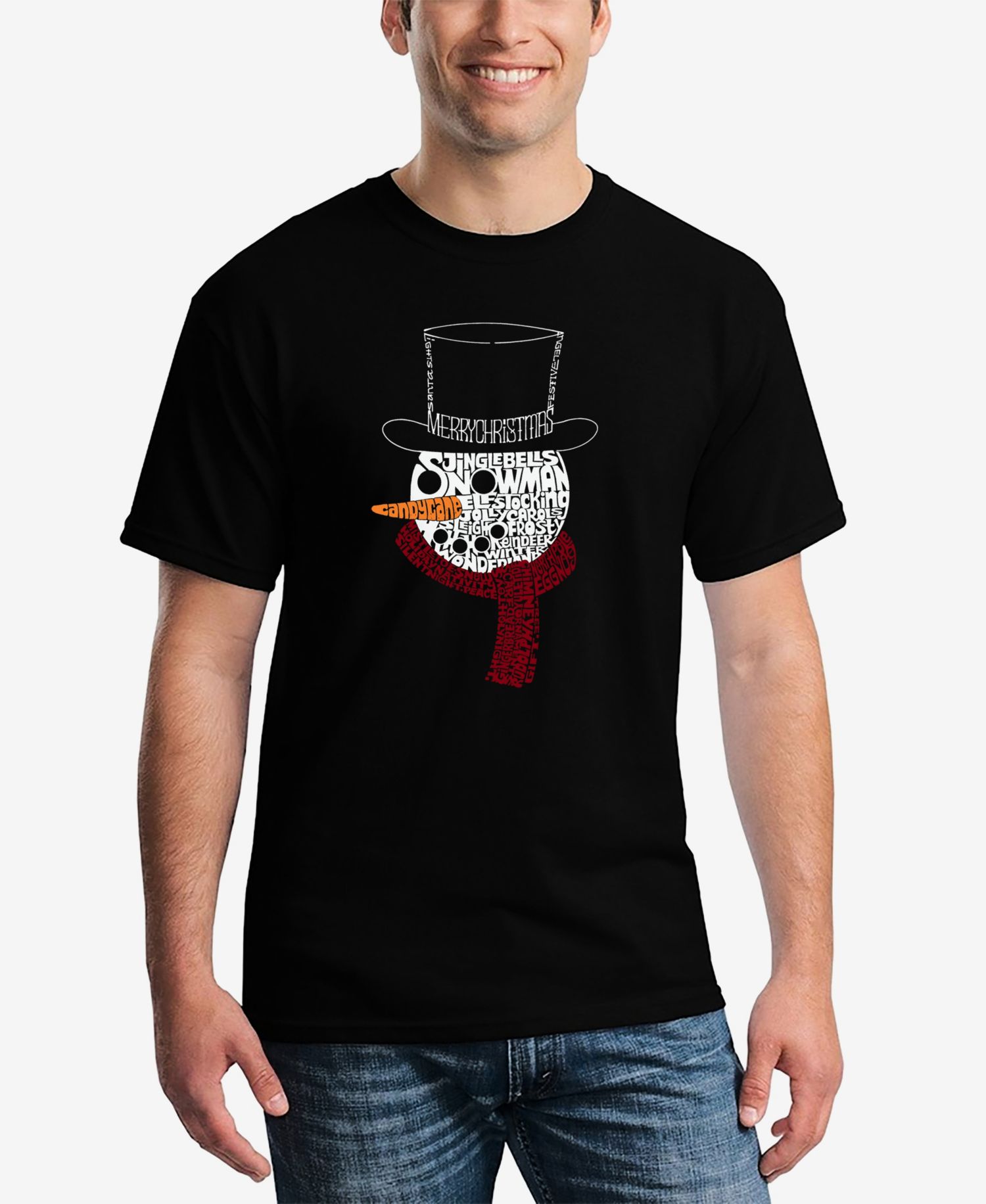 Men's Snowman Face Word Art T-Shirt
