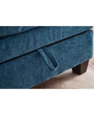 Streamdale 51" Blue Chenille Chaise Lounge with Ottoman & Storage