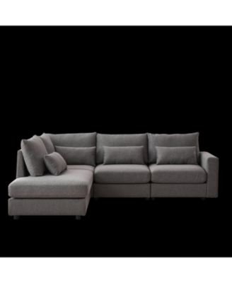 Streamdale 100" Convertible L-Shaped Linen Sofa with Ottoman & Cushions - Gray