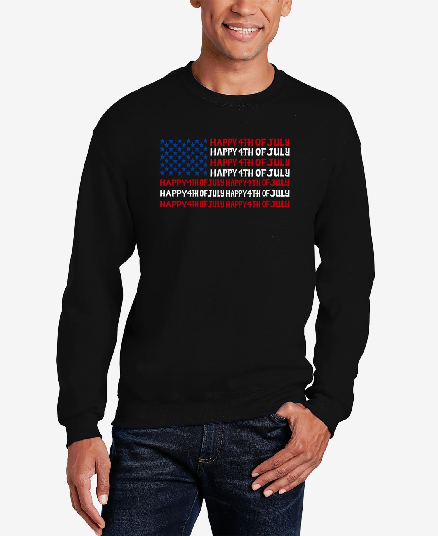 Men's Happy 4th of July Word Art Crewneck Sweatshirt