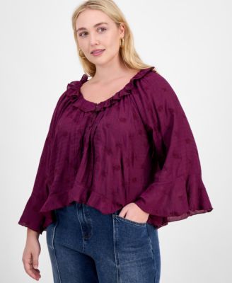 Women's Ruffle-Trim Cropped Blouse