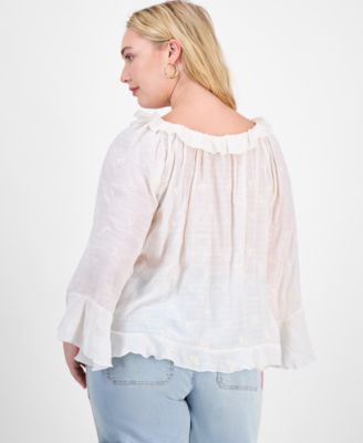 Plus Size Bell-Sleeve High-Low Blouse, Exclusively at Macy's