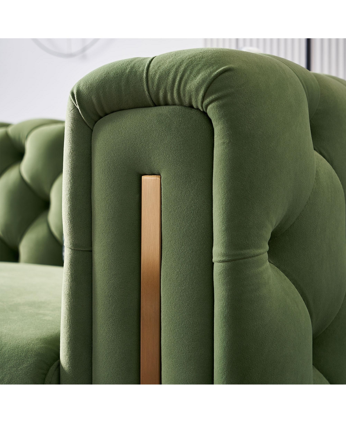 Streamdale Chesterfield Modern Tufted Velvet Living Room Sofa, 84.25"W Couch, Mint Green