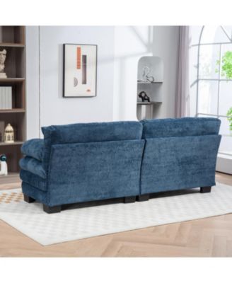 Streamdale Blue Chenille Sectional Sofa Sleeper