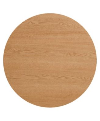 27.5" MDF Oak Veneer Roman Base Mid-Century Round Coffee Table