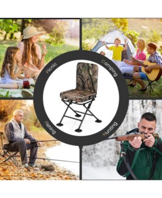 Swivel Folding Chair with Backrest and Padded Cushion