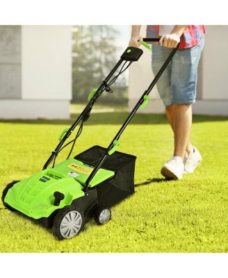 13 Inch 12 Amp Electric Scarifier with Collection Bag and Removable Blades