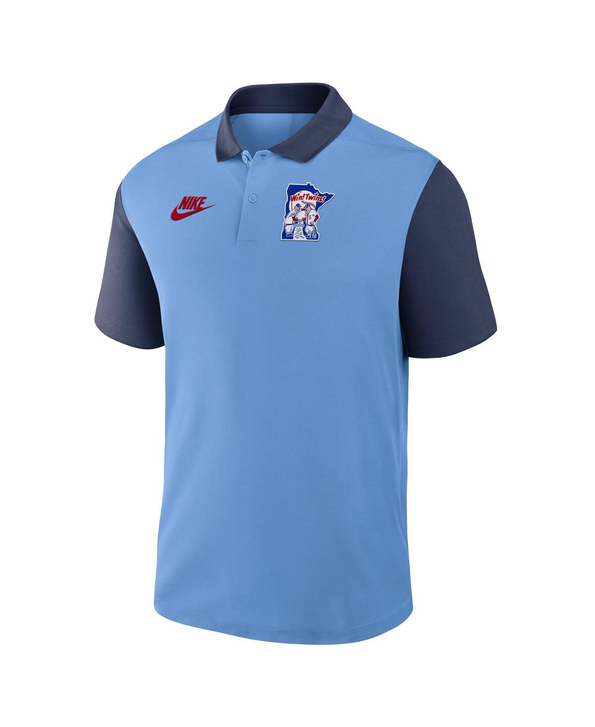 Nike Men's Light Blue/navy Minnesota Twins Cooperstown Collection Color-block Victory Performance Polo Sh