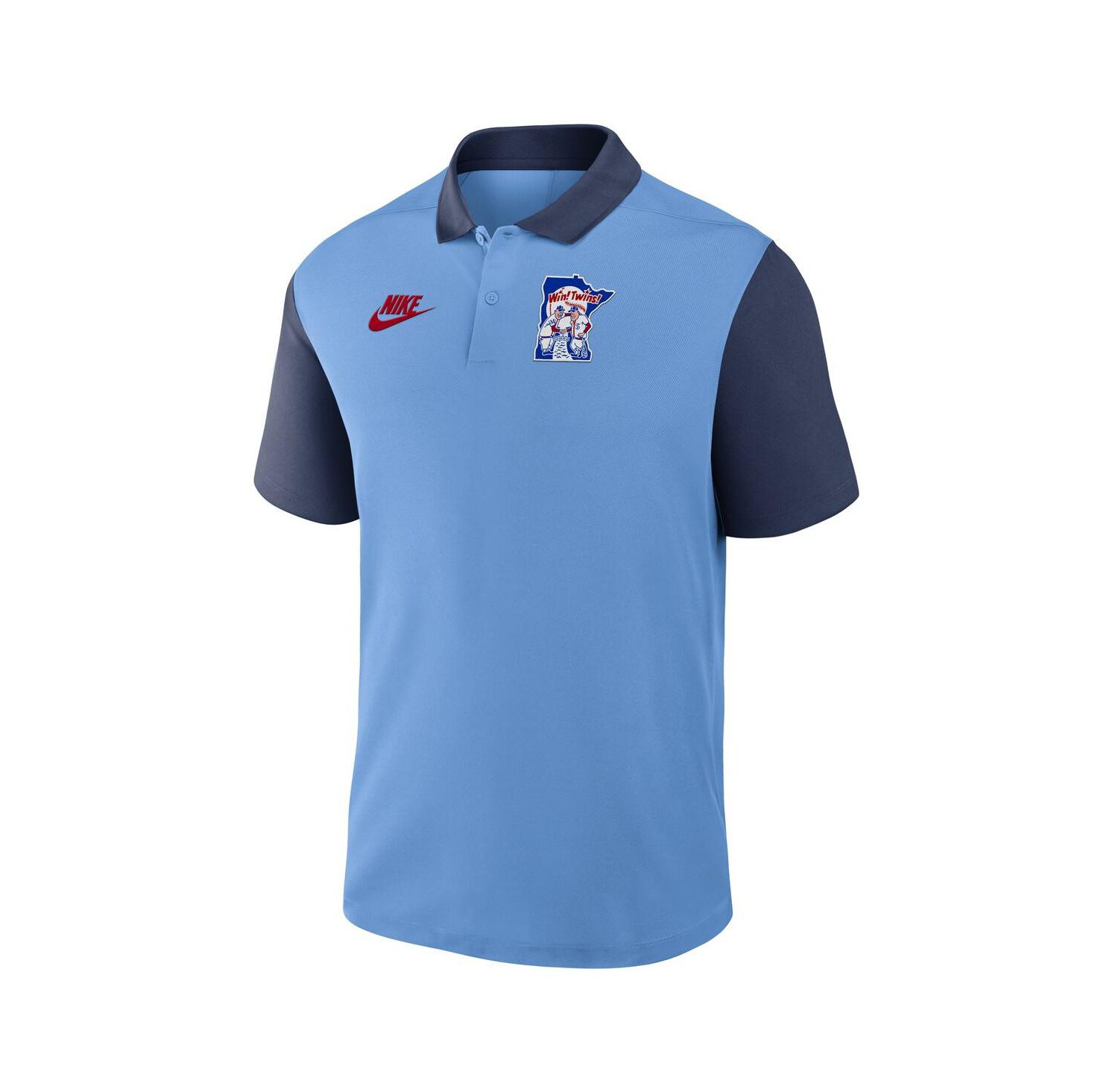 Men's Light Blue/Navy Minnesota Twins Cooperstown Collection Color-Block Victory Performance Polo Shirt